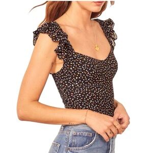 Reformation Lisbon Ruffle Shoulder Top